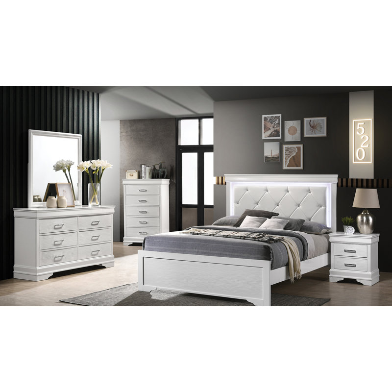 Winston Porter Mayodan Upholstered Standard 4 Piece Bedroom